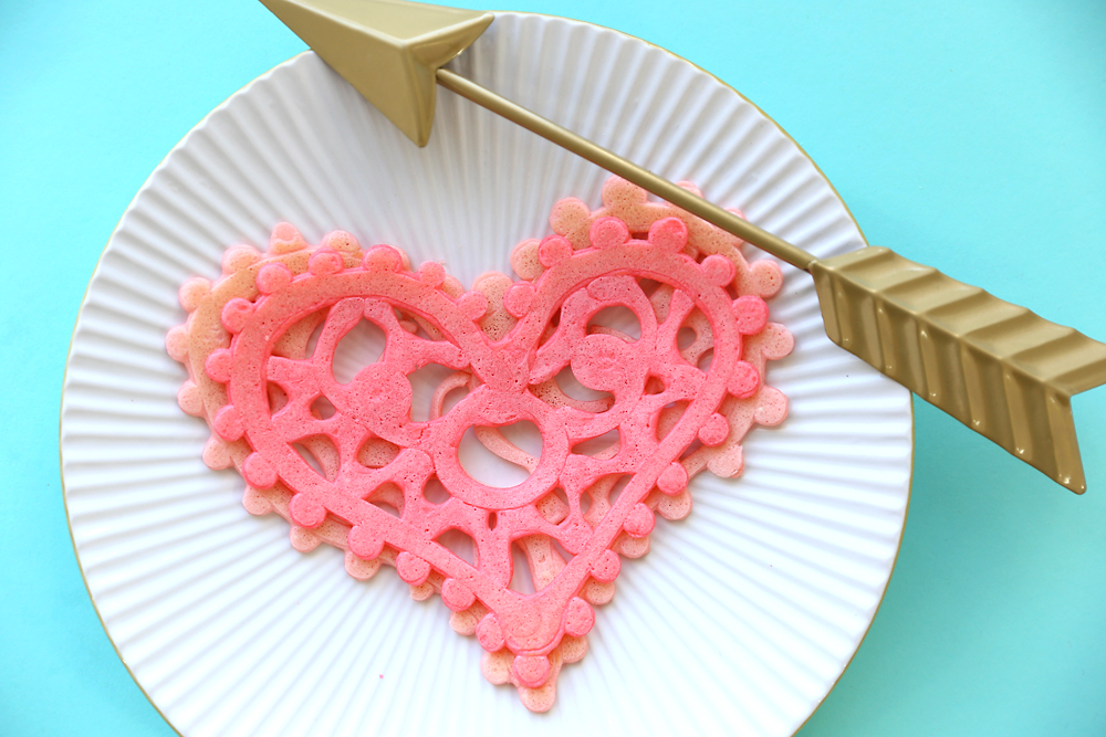 Pink lace pancakes on a plate