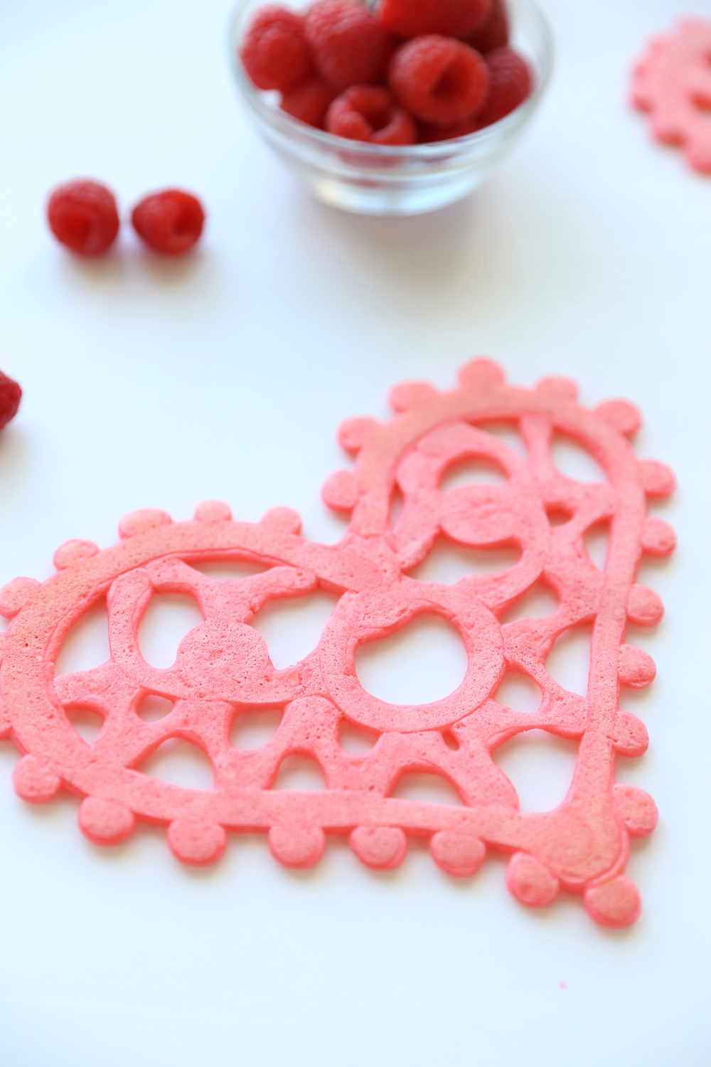 Pink lace pancake in a heart shape