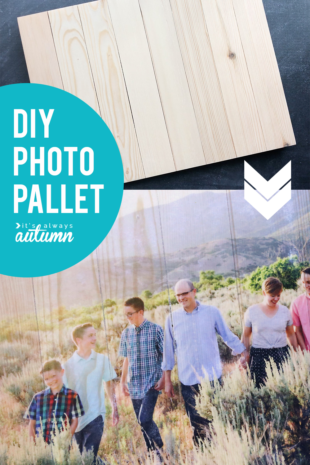 Learn the best trick for transferring a photo to wood with this simple DIY photo pallet. The best way to do a mod podge photo transfer.