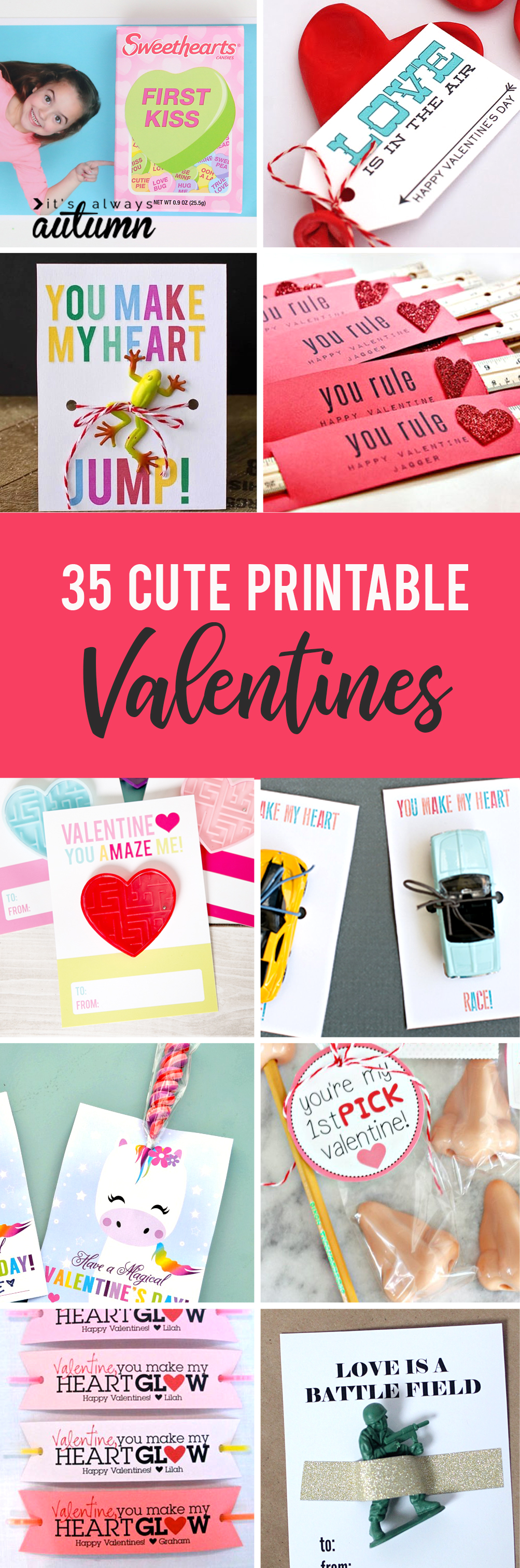 35 Adorable DIY Valentines cards for kids that you can print at home! - It's Always Autumn