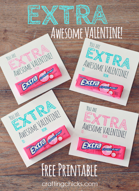 Printable Valentine\'s Day card with Extra gum