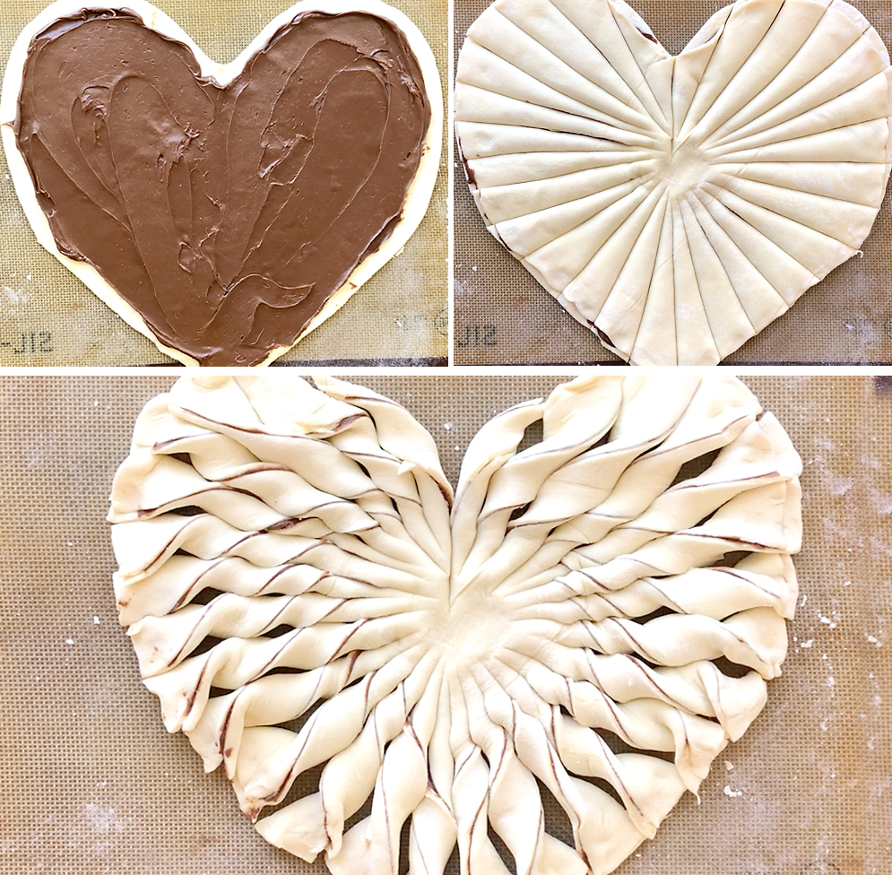 Raspberry Nutella puff pastry heart easy Valentine's dessert! It's