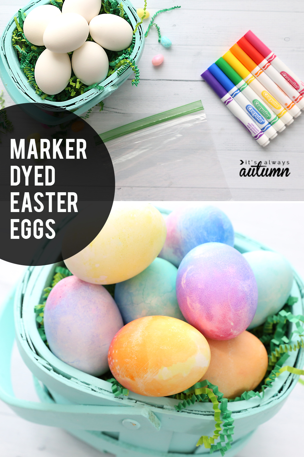 Marker dyed Easter eggs