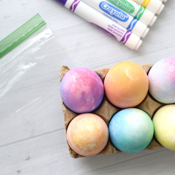 Pretty colored easter eggs with sandwich bag and markers