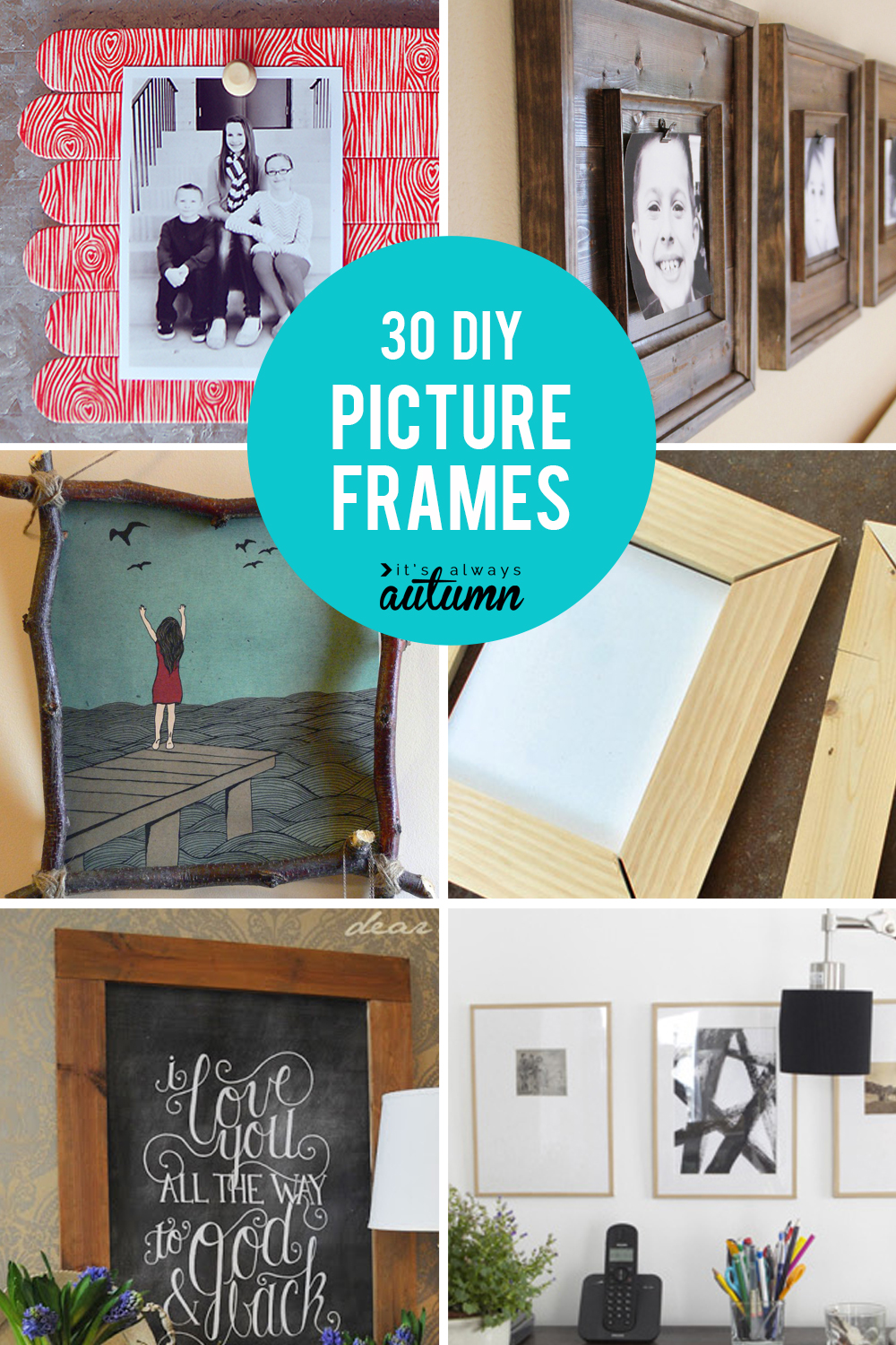 30 DIY picture frame tutorials! How to make a picture frame in any size or style you want. DIY photo frames.