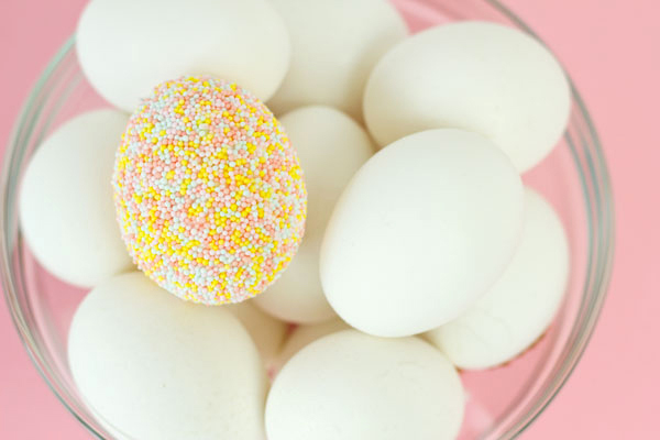 Easter eggs covered in sprinkles