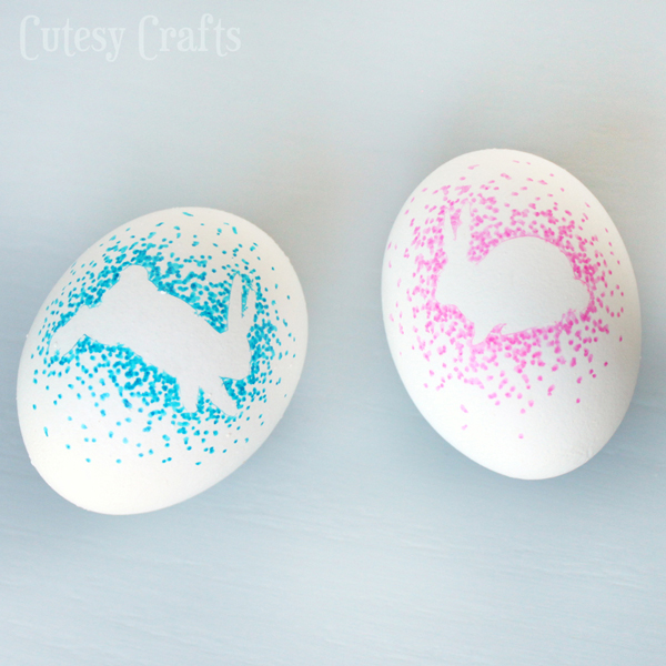 Eggs with bunny shapes drawn on them