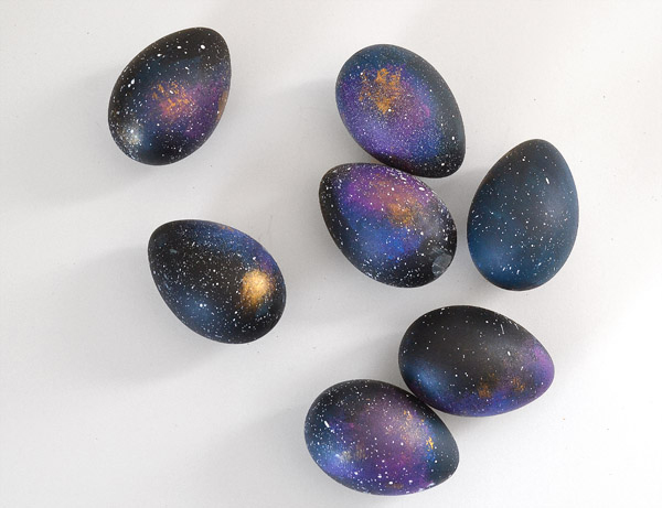 Black and purple galaxy Easter eggs