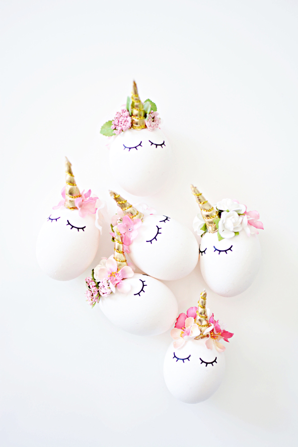 Creative Easter eggs decorated to look like unicorns