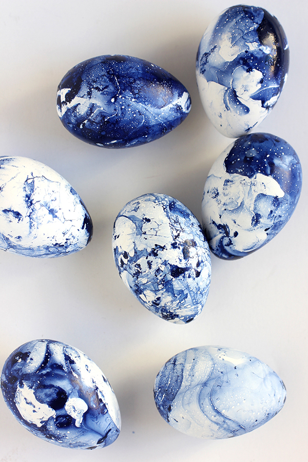 Marbled indigo Easter eggs