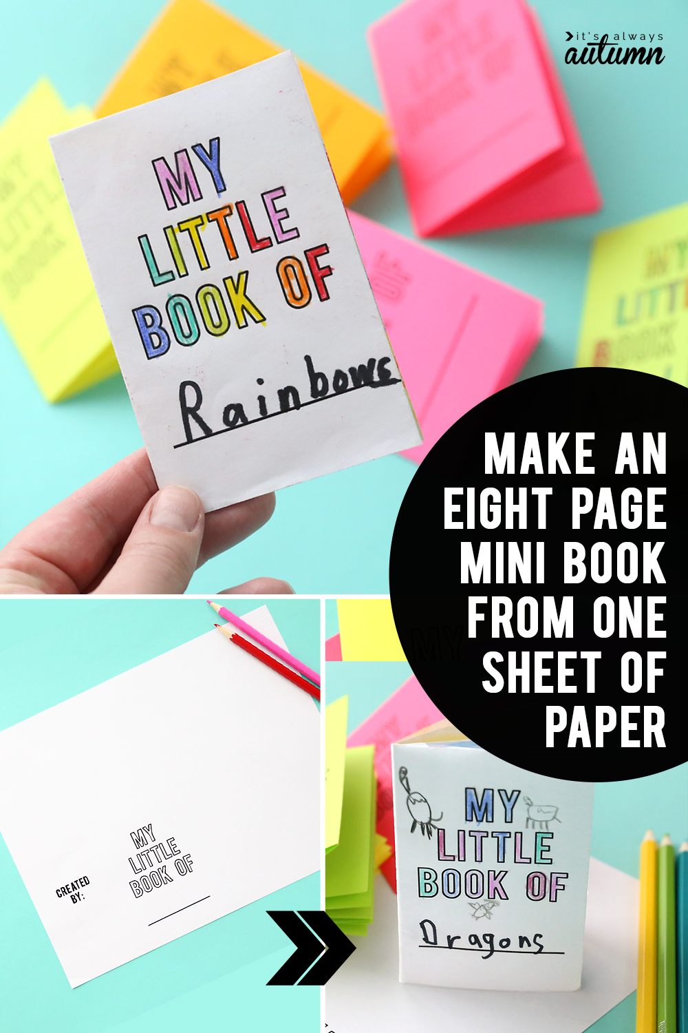 Little paper book that has been folded from one sheet of paper - foldable book