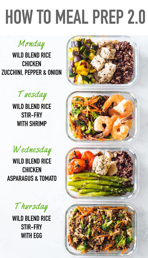 4 different pre prepped meals