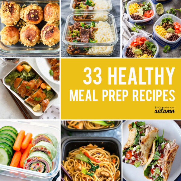 TONS of healthy meal prep recipes! Click through for easy recipes you can make ahead and keep in the fridge for grab and go lunches all week long.