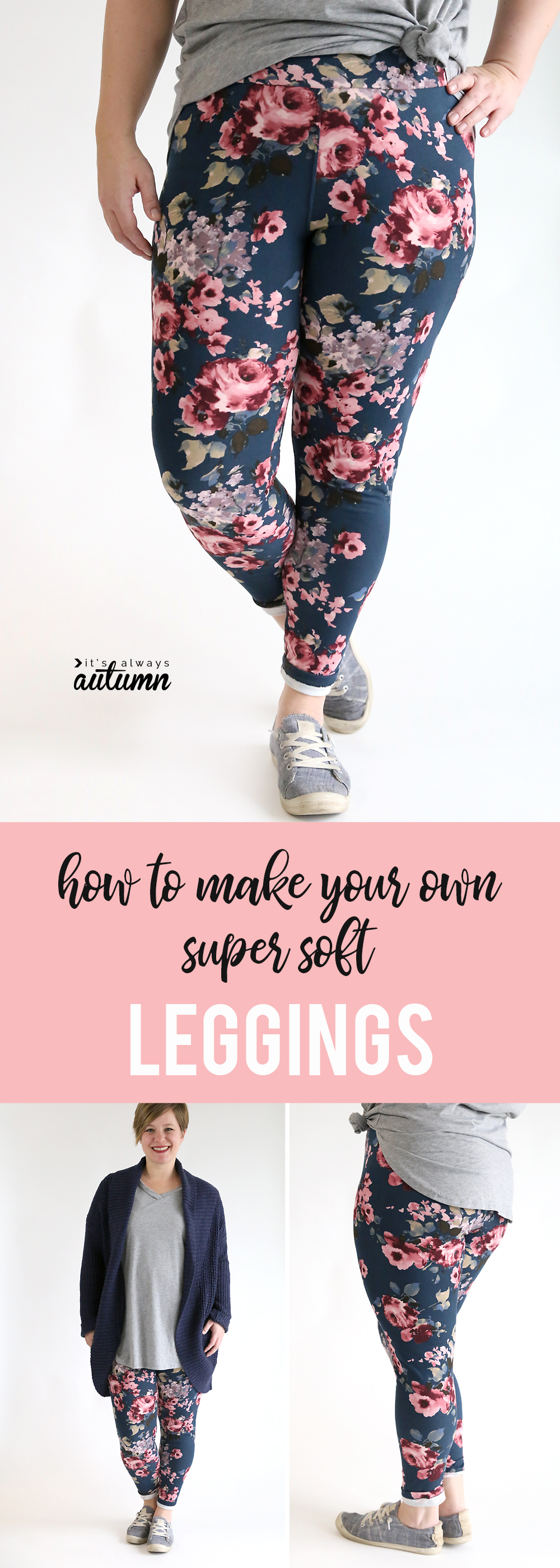 A woman wearing super soft leggings made from a pattern like LulaRoe