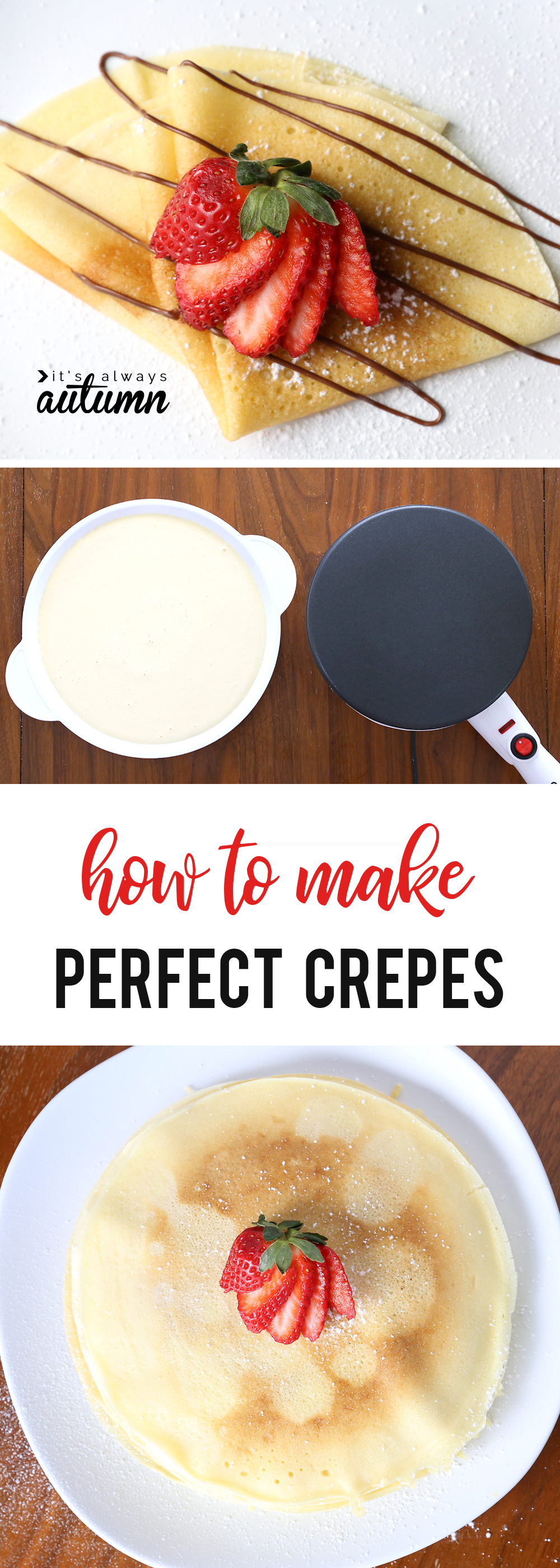 Homemade crepes, crepe maker with crepe batter