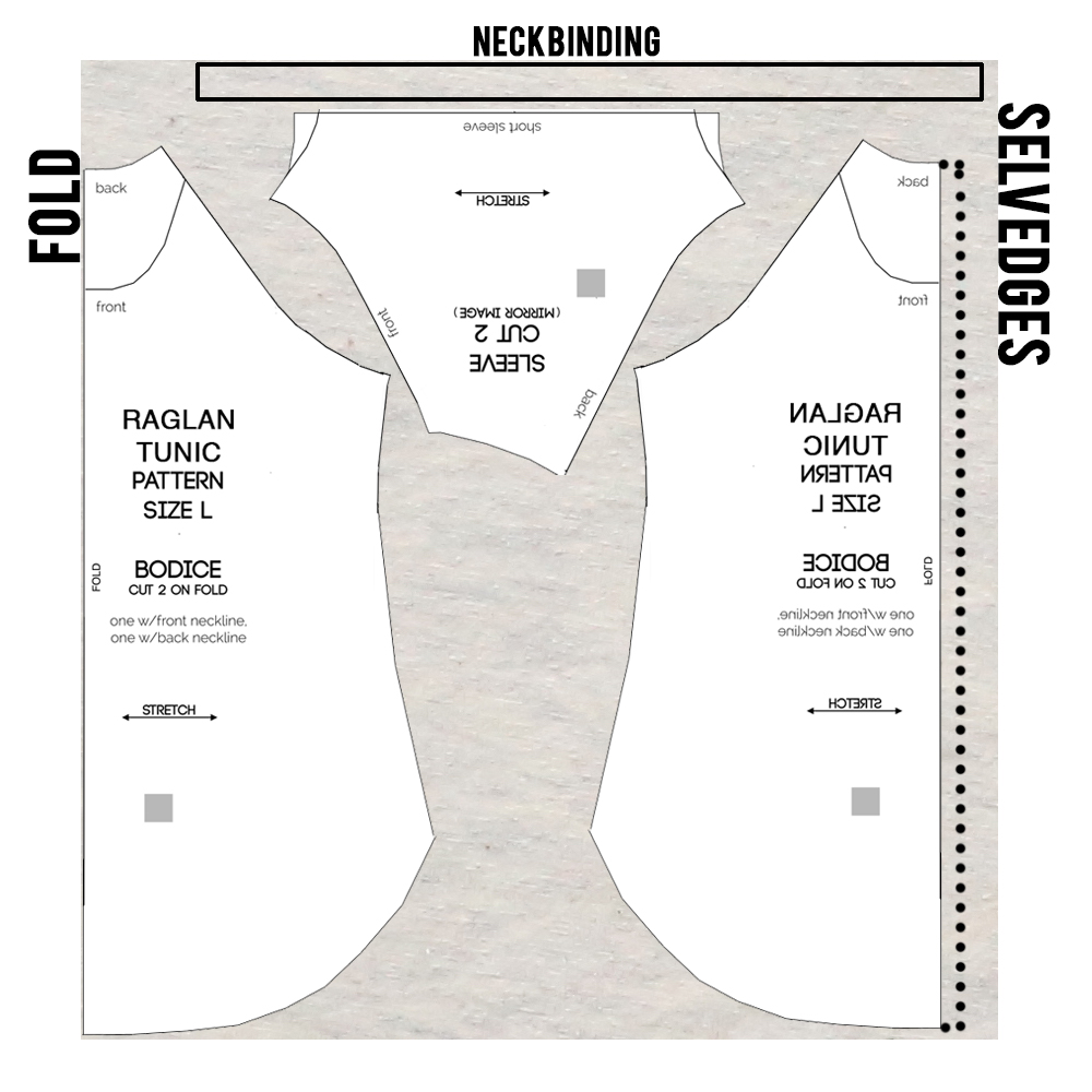 Raglan Tunic Sewing pattern cutting diagram