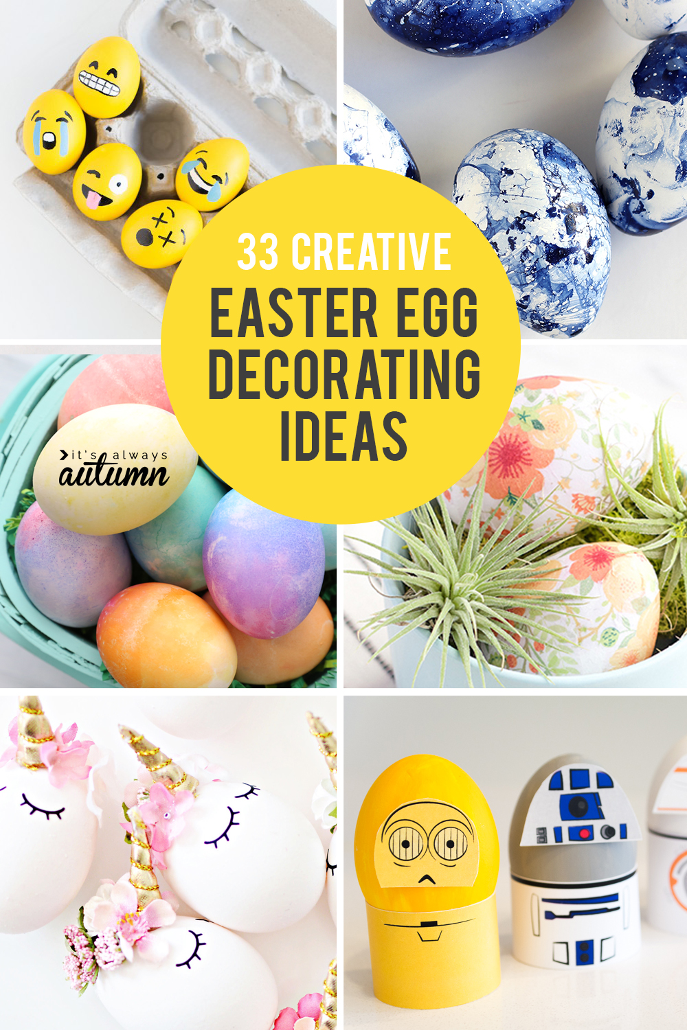 Collage of creative Easter egg decorating ideas