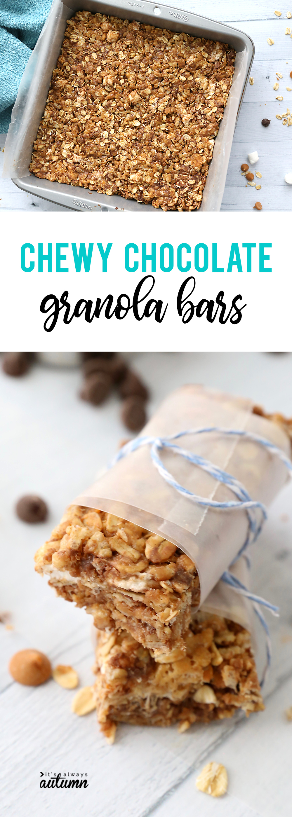 Chewy chocolate granola bars