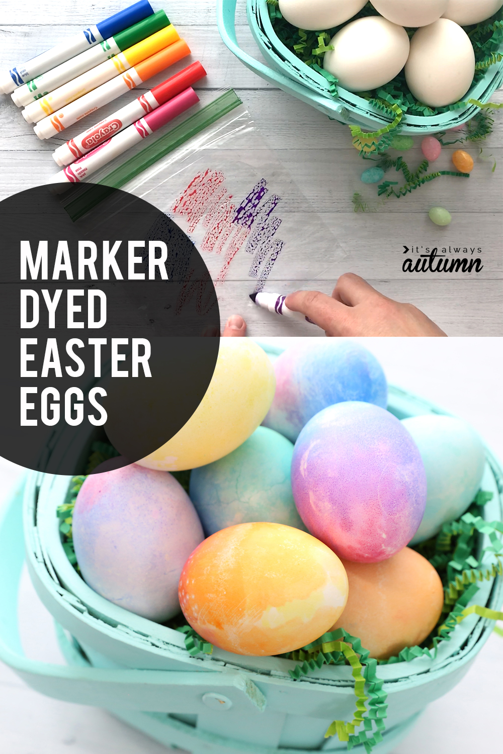 Marker dyed Easter eggs