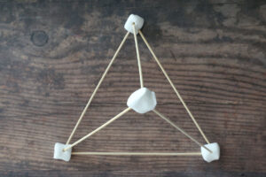 Pyramid made from marshmallows and wood skewers
