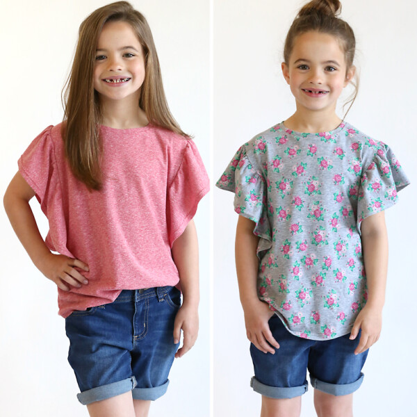 Click through for this adorable free sewing pattern for a girls top in size 7/8. Cute girls ruffle shirt pattern free!