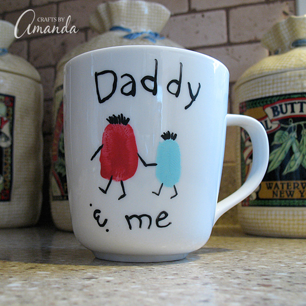 DIY fingerprint mug gift for Dad | 30 best handprint and footprint art projects