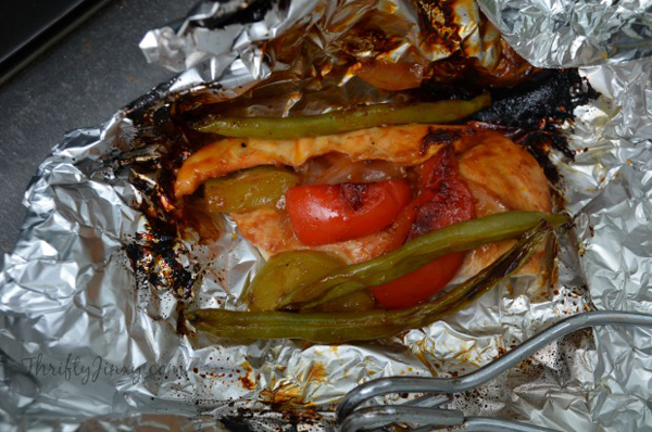 BBQ chicken and veggie foil packet