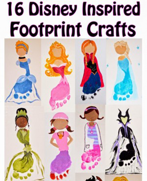 Disney princess footprint art | 30 best handprint + footprint projects