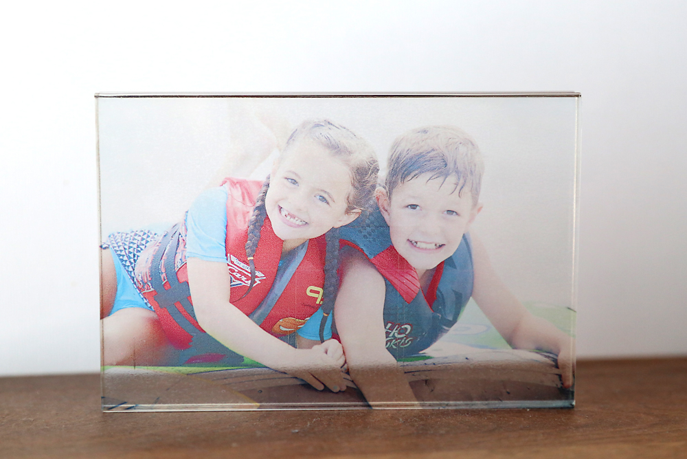 DIY Acrylic photo block with picture of girl and boy