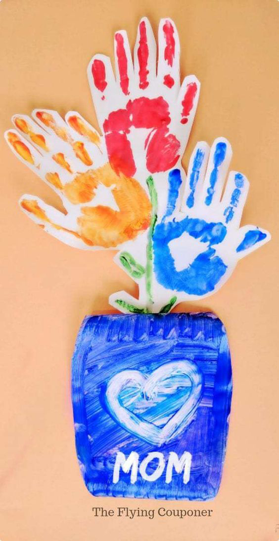 DIY handprint flowers for Mom | 30 best handprint art ideas