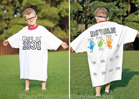 DIY handprint school year t-shirt | 30 best handprint art ideas