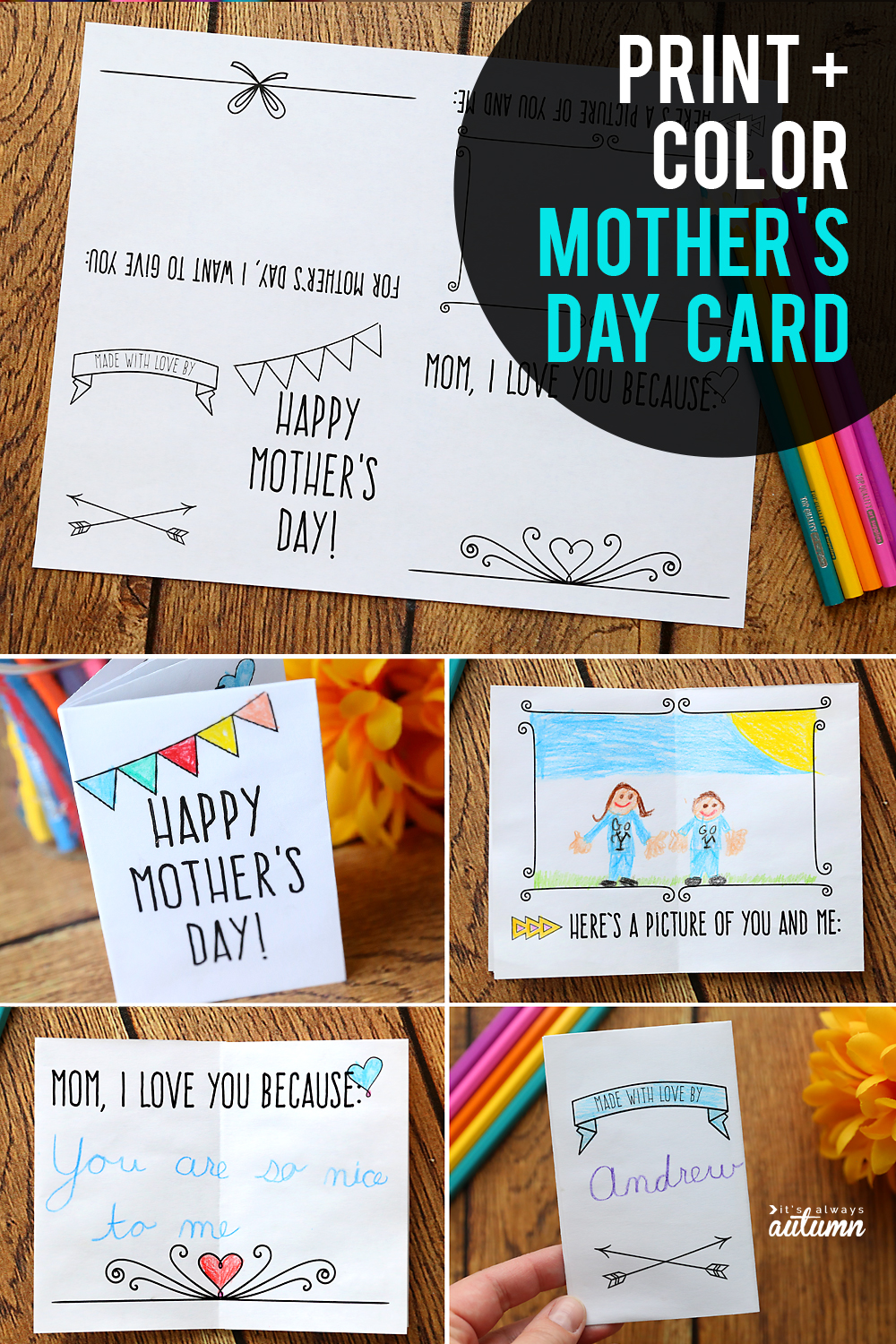 Printable Mother\'s day card that can be folded into a mini paper book