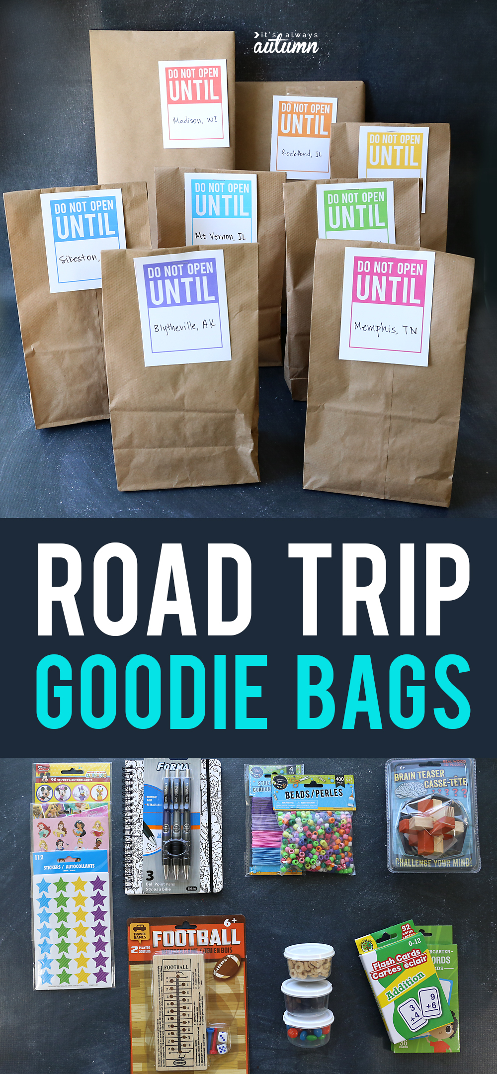 Road trip goodie bags