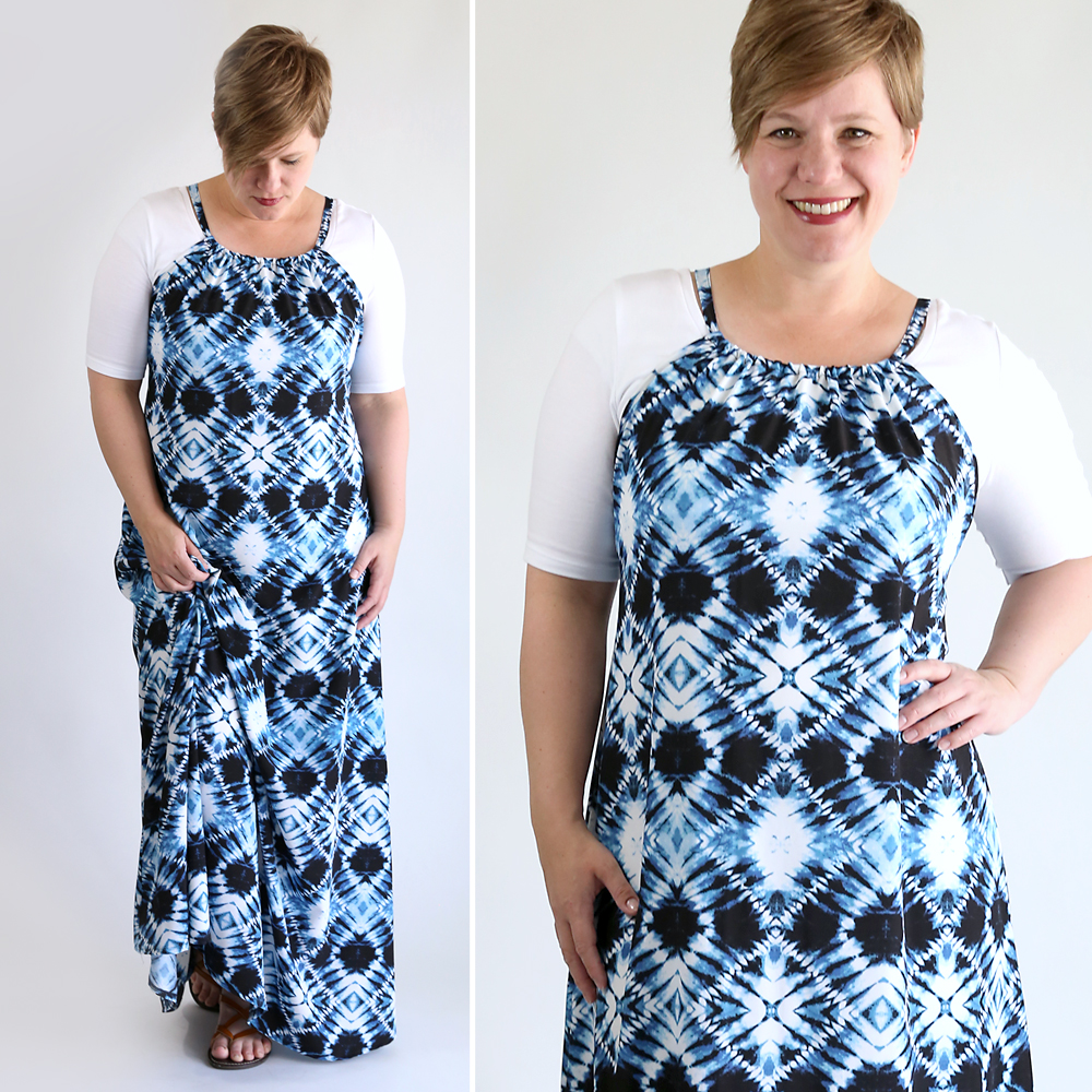 Learn how to make a DIY halter maxi dress. Click through for the easy sewing tutorial. How to sew a maxi dress.