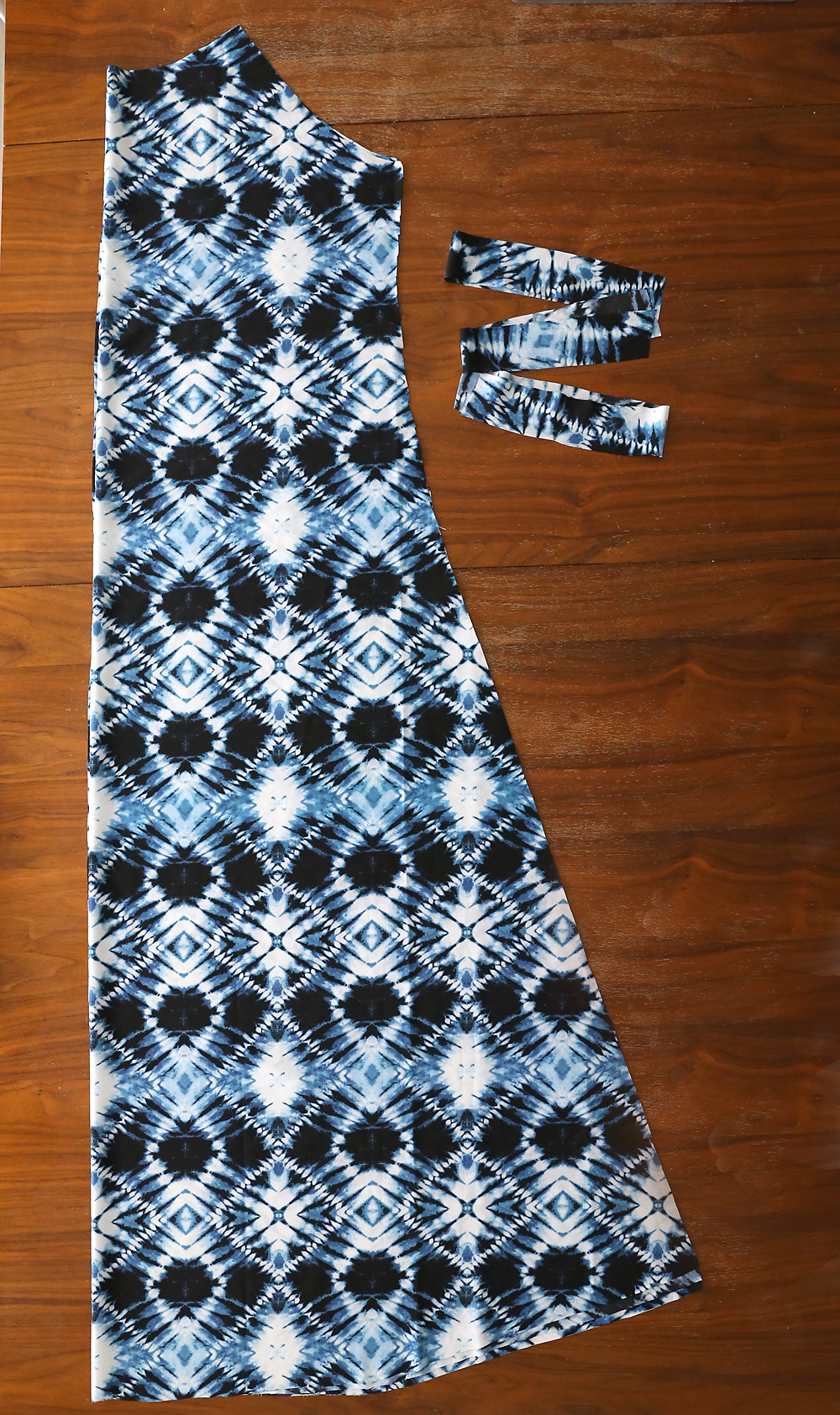 Dress pattern piece and tie pattern piece