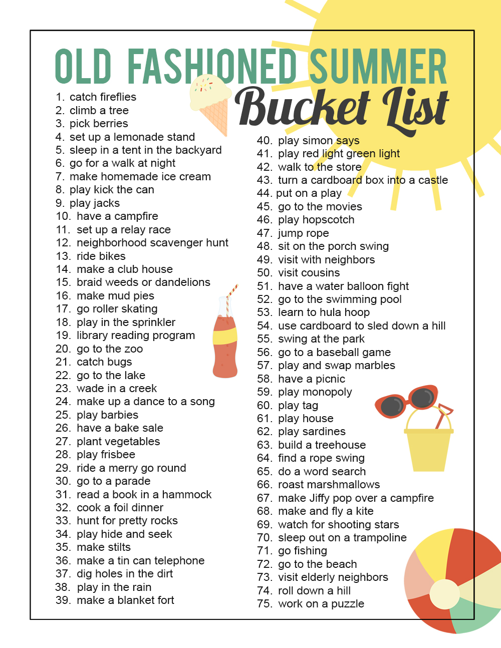 How to have an old fashioned summer: 75 electronics-free summer activities for kids