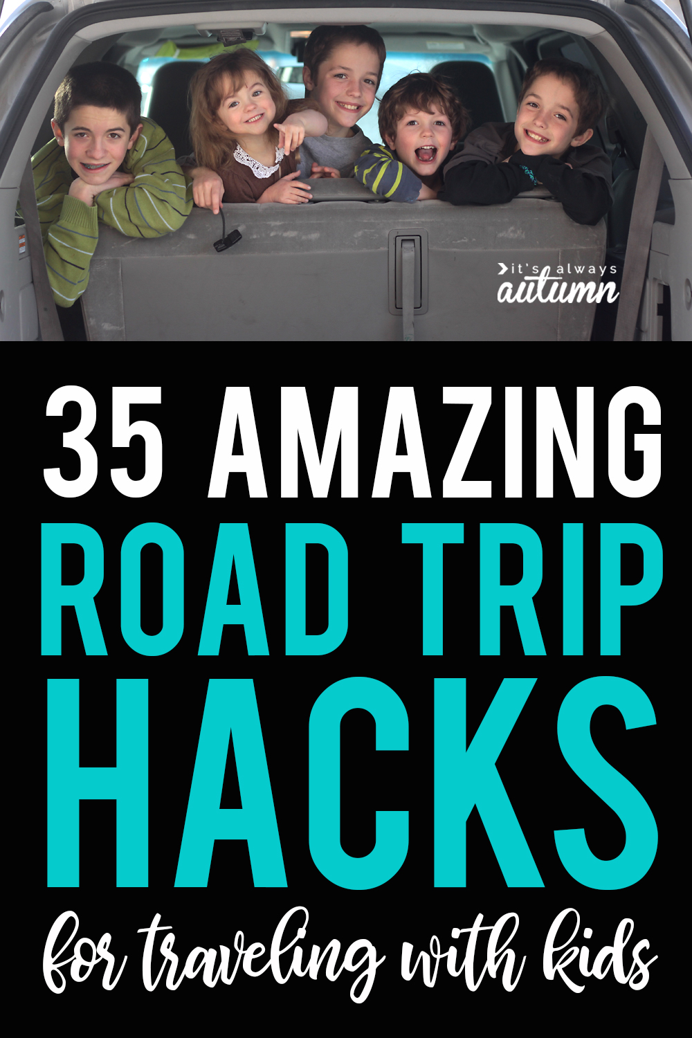 Over 35 of the best hacks for road trips with kids.