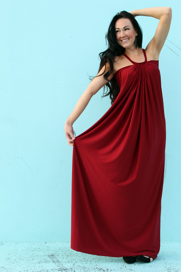 Pretty long red maxi dress sewing tutorial