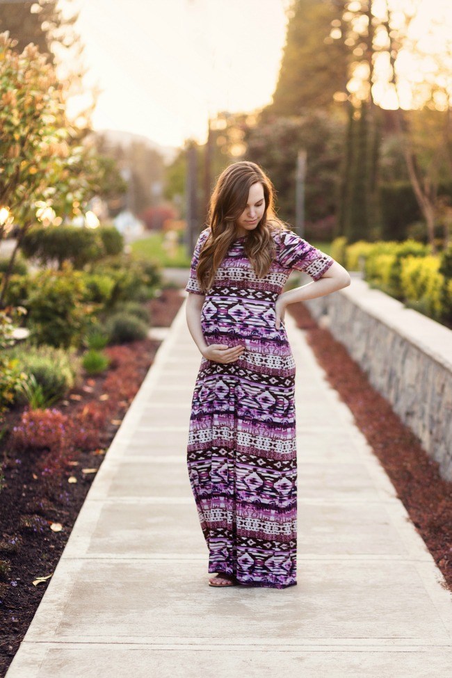 Maternity friendly maxi dress