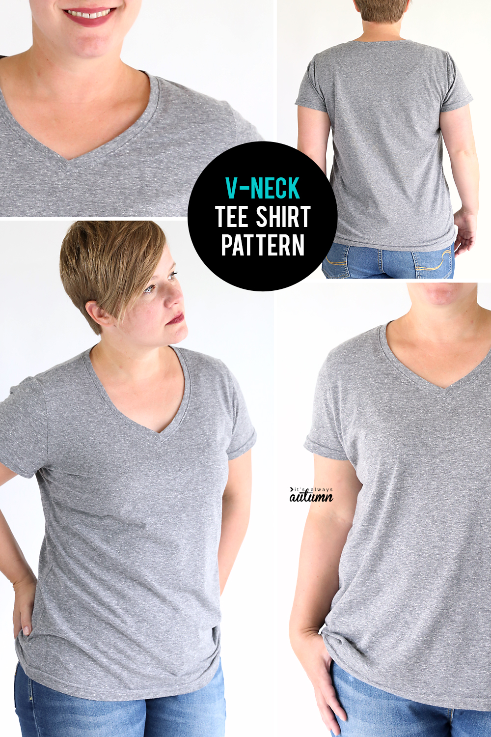 How to make a v-neck t-shirt {sewing pattern and tutorial} - It's Always  Autumn