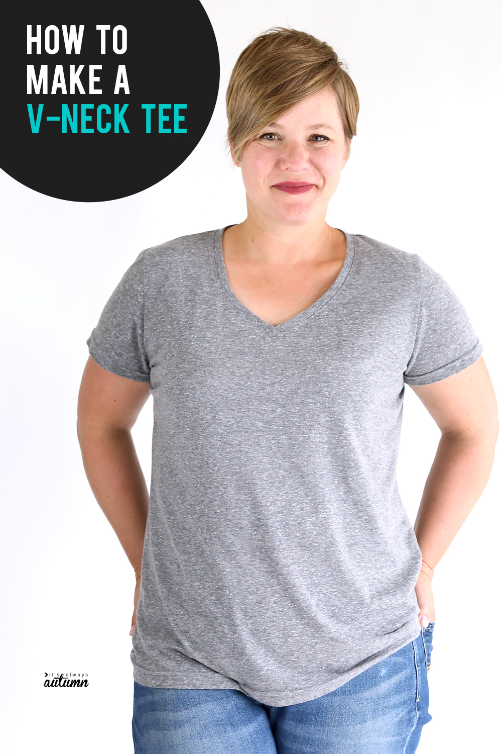 How to make a v-neck t-shirt. V-neck tee sewing pattern and tutorial.