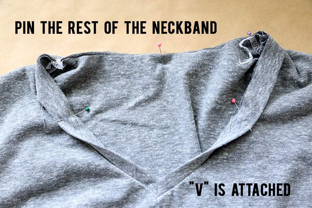 Pin and sew rest of neckband
