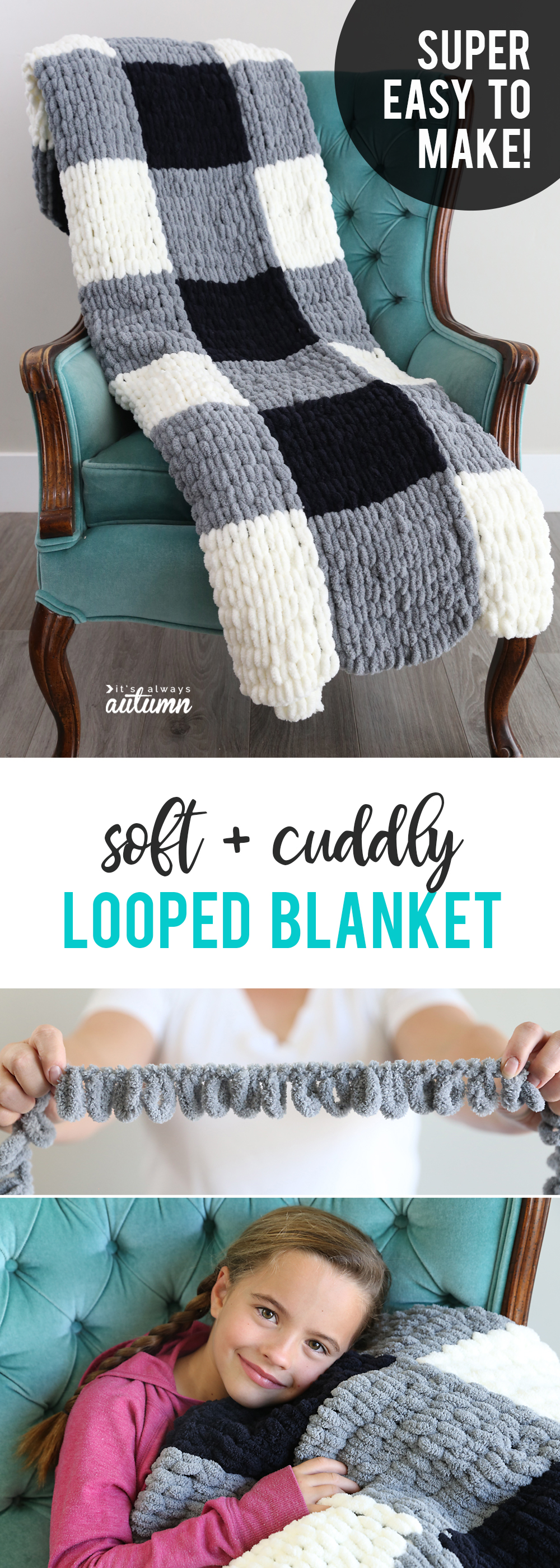 Soft and cuddly loop yarn blanket