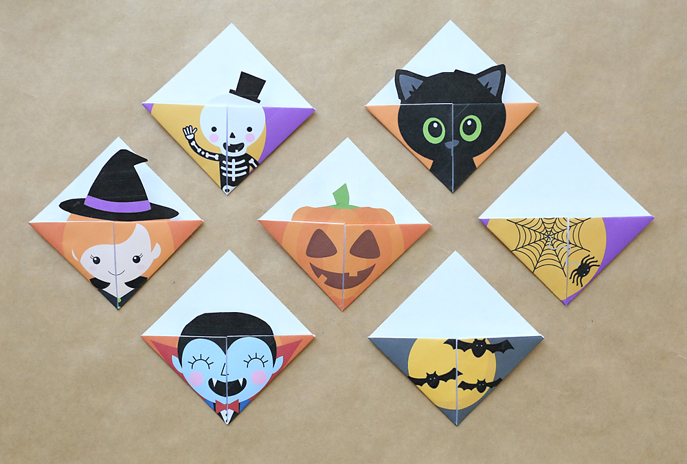 Halloween corner bookmarks made from printable templates