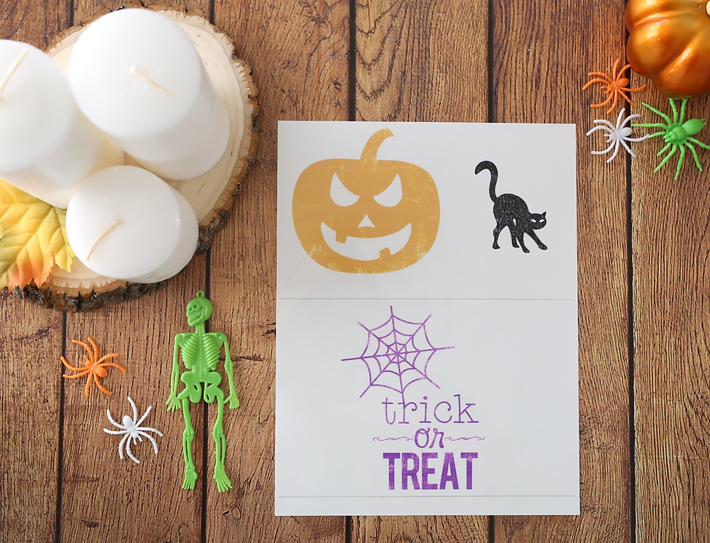 Candles and printed Halloween designs on sticker paper