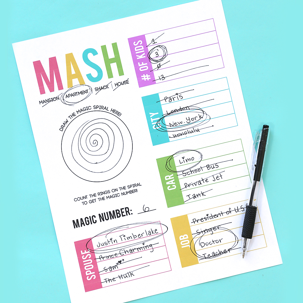 How To Play MASH A Free Printable Game Sheet It s Always Autumn