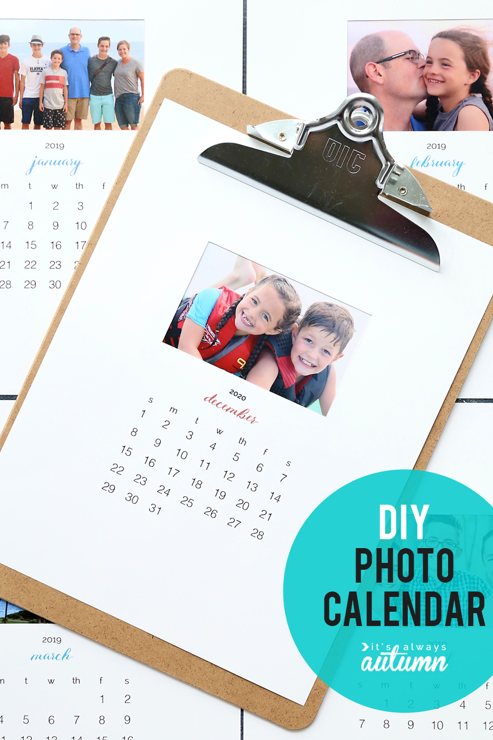 Personalized photo calendar with free 2020 printable templates