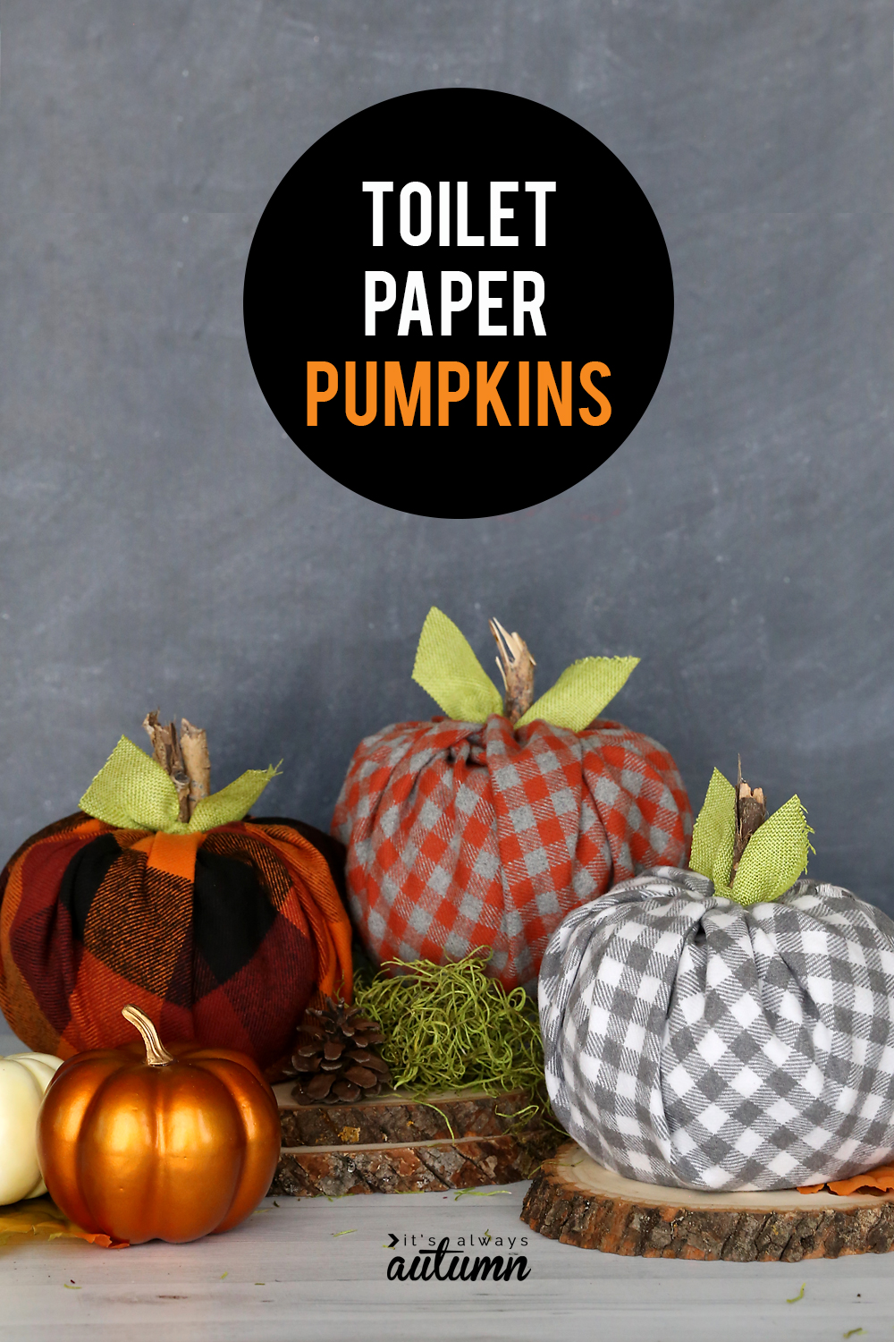 How To Make Cute Plaid Pumpkins Using Toilet Paper Rolls It S