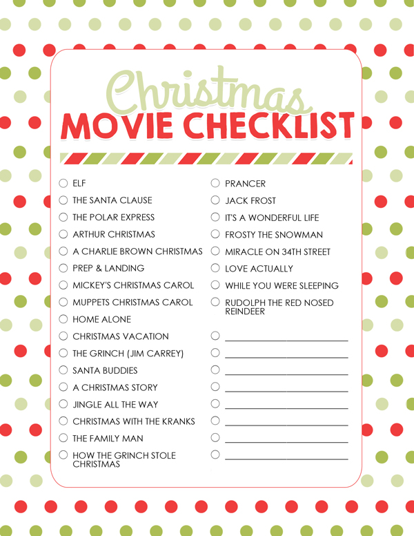 Christmas movie checklist