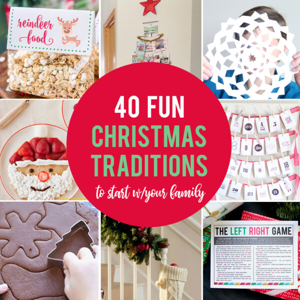 Collage of fun Christmas traditions to start with your family